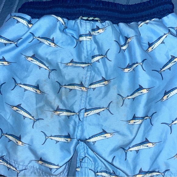 Blue Fish Print Swim Shorts - Picture 2 of 4